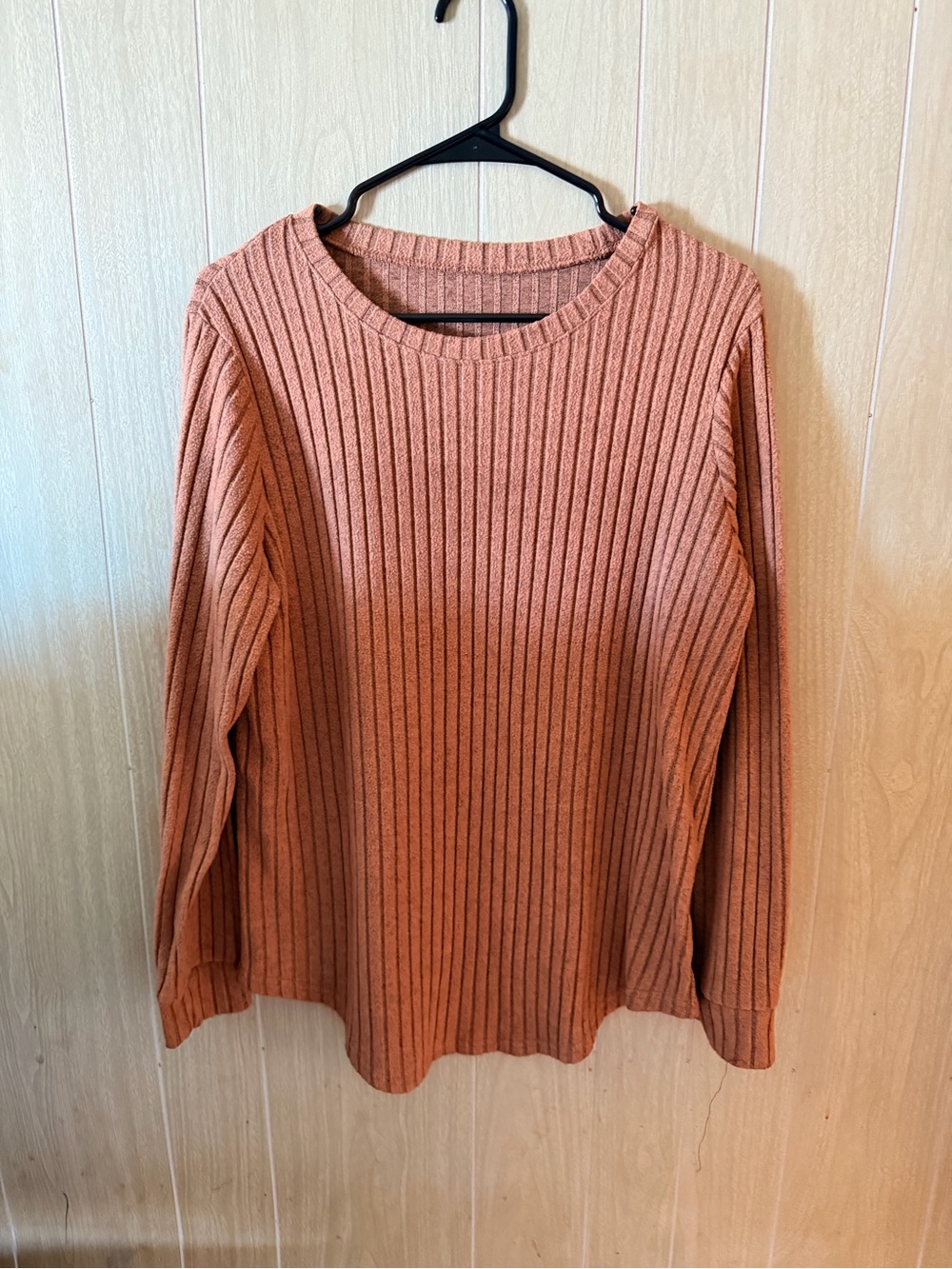 Cozy Ribbed Long-Sleeve Sweater - Rust